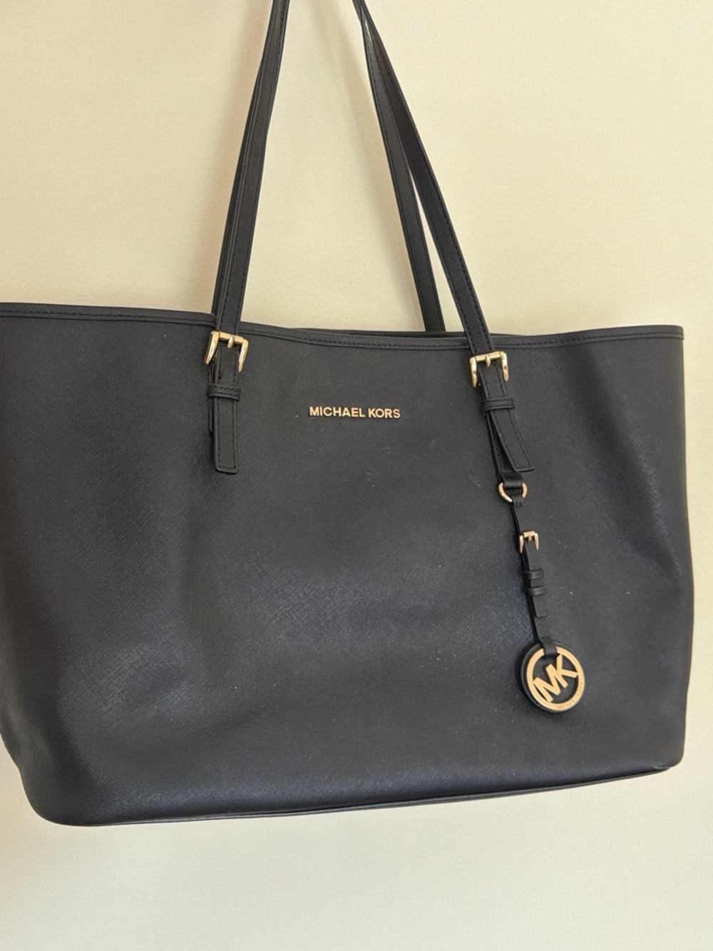 Michael Kors Black Tote with Gold MK Charm